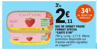 E.Leclerc Express Bac De Sorbet Fraise Format Spécial "Carte D'or" offre