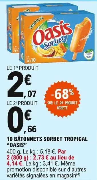 E.Leclerc Express 10 Bâtonnets Sorbet Tropical "Oasis" offre