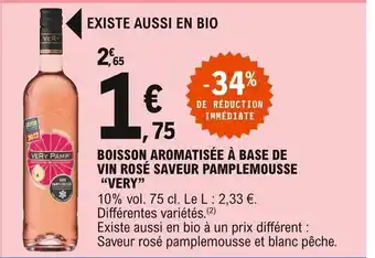E.Leclerc Express Boisson Aromatisée À Base De Vin Rosé Saveur Pamplemousse "Very" offre
