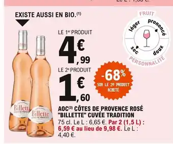 AOC Côtes De Provence Rosé "Billette" Cuvée Tradition