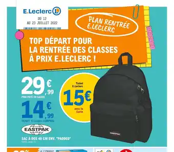 E.Leclerc Sac À Dos 40 Cm Env. "Padded" offre