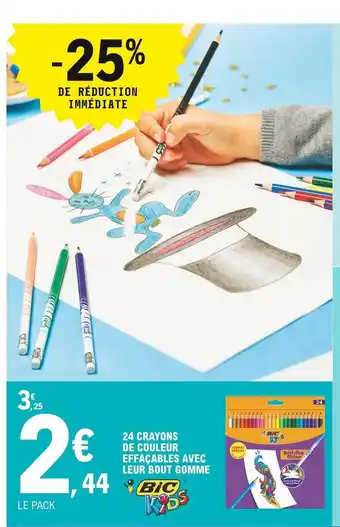 E.Leclerc 24 Crayons De Couleur Effaçables Avec Leur Bout Gomme offre