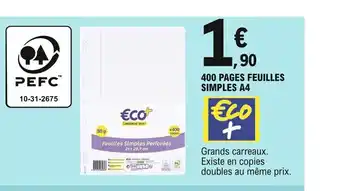 E.Leclerc 400 Pages Feuilles Simples A4 offre