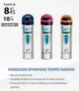 Marquage éphémère Tempo Marker