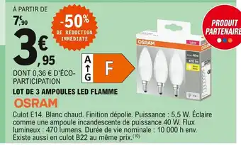 E.Leclerc Lot De 3 Ampoules Led Flamme offre