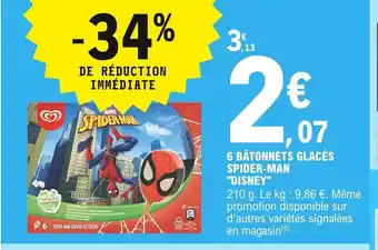 E.Leclerc 6 Bâtonnets Glacés Spider-Man "Disney" offre