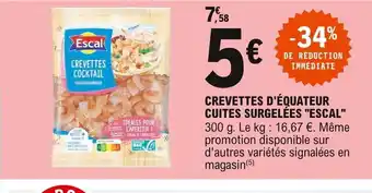 E.Leclerc Crevettes D'équateur Cuites Surgelées "Escal" offre