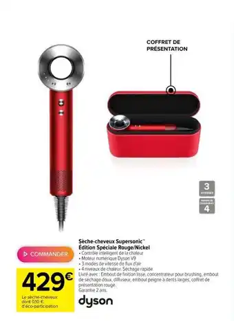 Carrefour DYSON sèche-cheveux supersonic édition spéciale rouge/nickel offre
