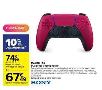 Carrefour SONY manette PS5 dualsense cosmic rouge offre