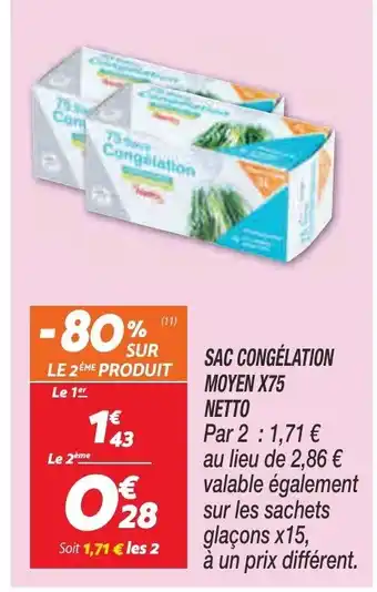 Netto Sac Congélation Moyen x75 Netto offre
