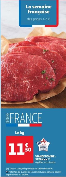 Auchan Supermarché Viande Bovine Steak offre