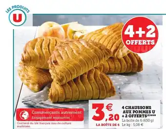Super U 4 chaussons aux pommes u +2 offerts offre