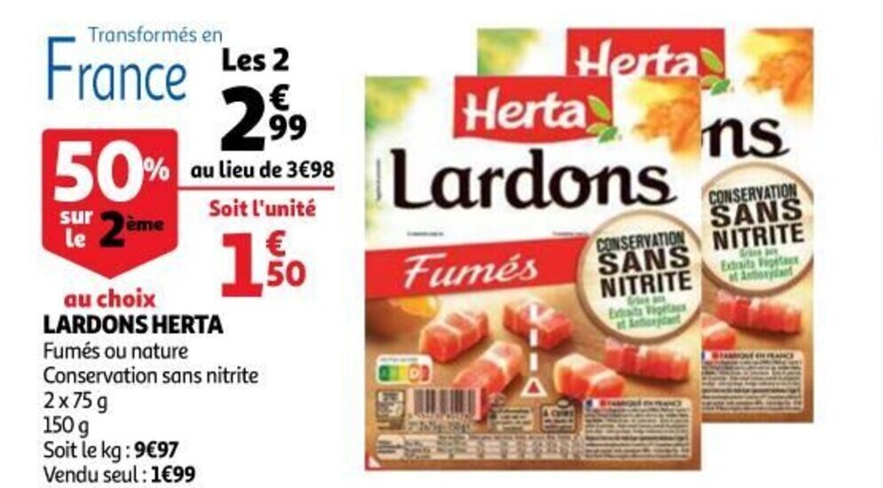Promo Lardons Herta chez Auchan Supermarché