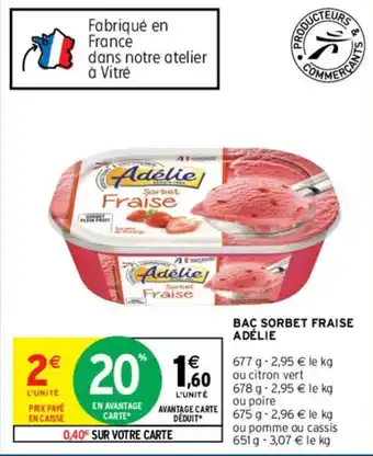 Intermarché Bac sorbet fraise adélie offre