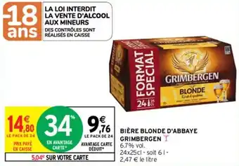 Intermarché GRIMBERGEN bière blonde d'abbaye offre