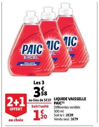 Auchan Supermarché Paic Liquide Vaisselle offre