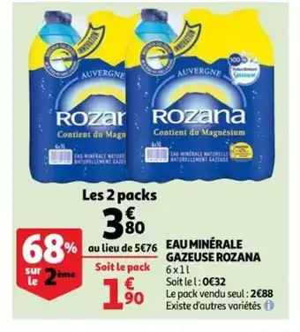 Auchan Supermarché Rozana Eau Minérale Gazeuse offre