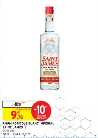 Intermarché SAINT JAMES rhum agricole blanc impérial offre