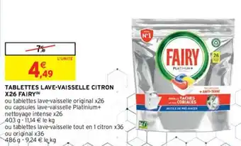Intermarché X26 FAIRY tablettes lave-vaisselle citron offre