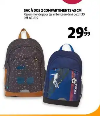 Auchan Sac à dos 2 Compartiments 43 cm offre