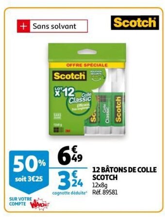 Auchan 12 Bâtons de Colle Scotch offre
