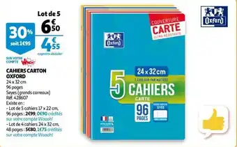 Auchan Cahiers Carton Oxford offre