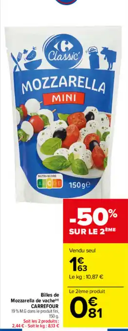 Carrefour Market Billes de MOzzarella de vache offre