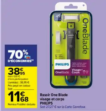 Carrefour Market Rasoir ONe Blade visage et corps offre