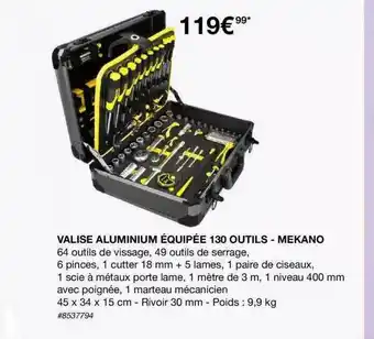 Costco Valise Aluminium équipée 130 Outils - Mekano offre