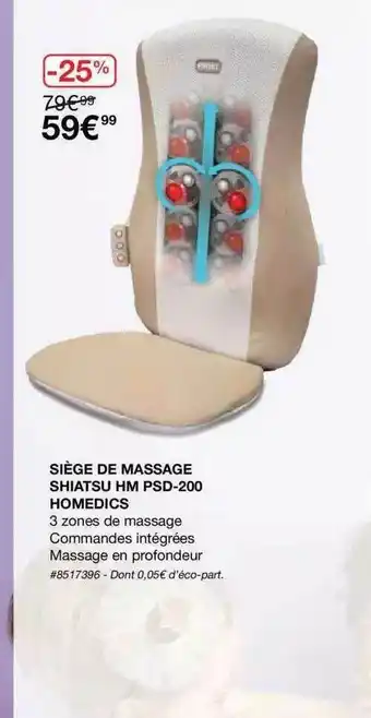 Costco Siège De Massage Shiatsu Hm Psd-200 Homedics offre