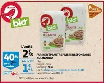 Auchan Farine D'épeautre Filière Responsable Auchan Bio offre
