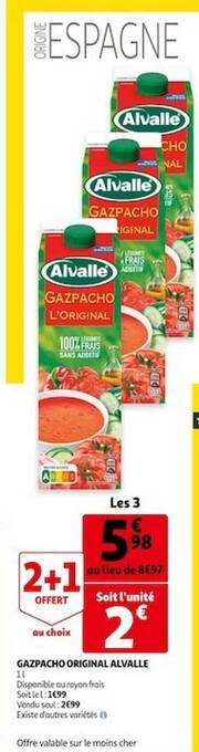 Auchan Gazpacho Original Alvallé offre
