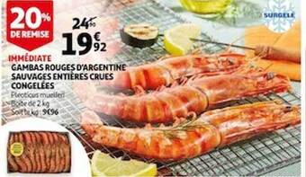 Auchan Gambas Rouges D'argentine Sauvages Entières Crues Congelées offre