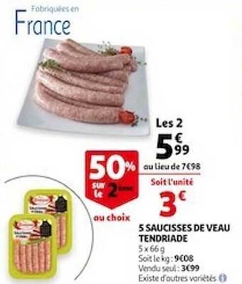 Auchan 5 Saucisses De Veau Tendriade offre