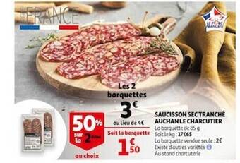 Auchan Saucisson Sec Tranché Auchan Le Charcutier offre