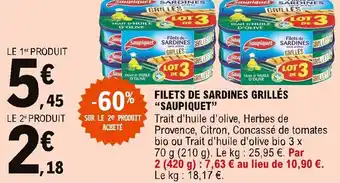 E.Leclerc Saupiquet Filets de Sardines Grillés offre