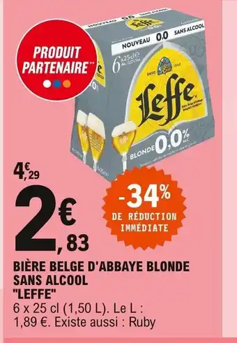 E.Leclerc Leffe Bière Belge d'Abbaye Blonde Sans Alcool offre
