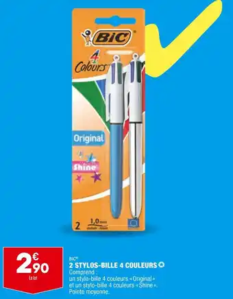 ALDI 2 stylos-bille 4 couleurs offre