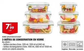 ALDI Home creation kitchen 3 boîtes de conservation en verre offre