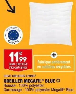 ALDI Home creation living oreiller megafil blue offre