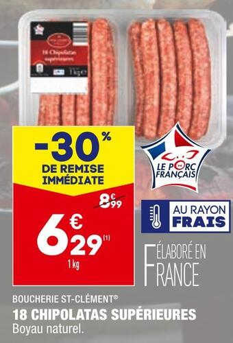 ALDI Boucherie st-clément 18 chipolatas supérieures offre
