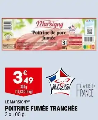 ALDI Le marsigny poitrine fumée tranchée offre