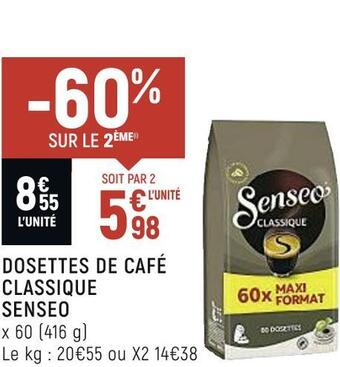 Spar Senseo dosettes de café classique offre