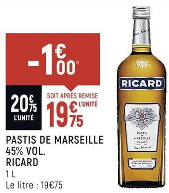 Petit Casino Ricard pastis de marseille 45% vol. offre