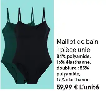 Monoprix Maillot de bain 1 pièce unie offre