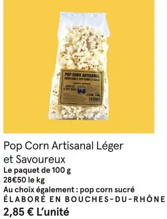 Pop corn artisanal léger et savoureux