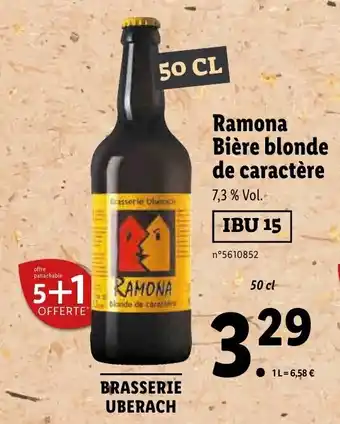 Lidl Ramona bière blonde de caractère offre