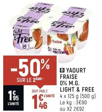 Petit Casino Light & free yaourt fraise 0% m.g. offre
