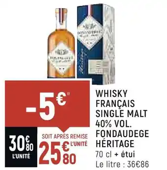 Fondaudege héritage whisky français single malt 40% vol.