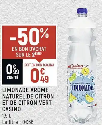 Casino limonade arĂŽme naturel de citron et de citron vert